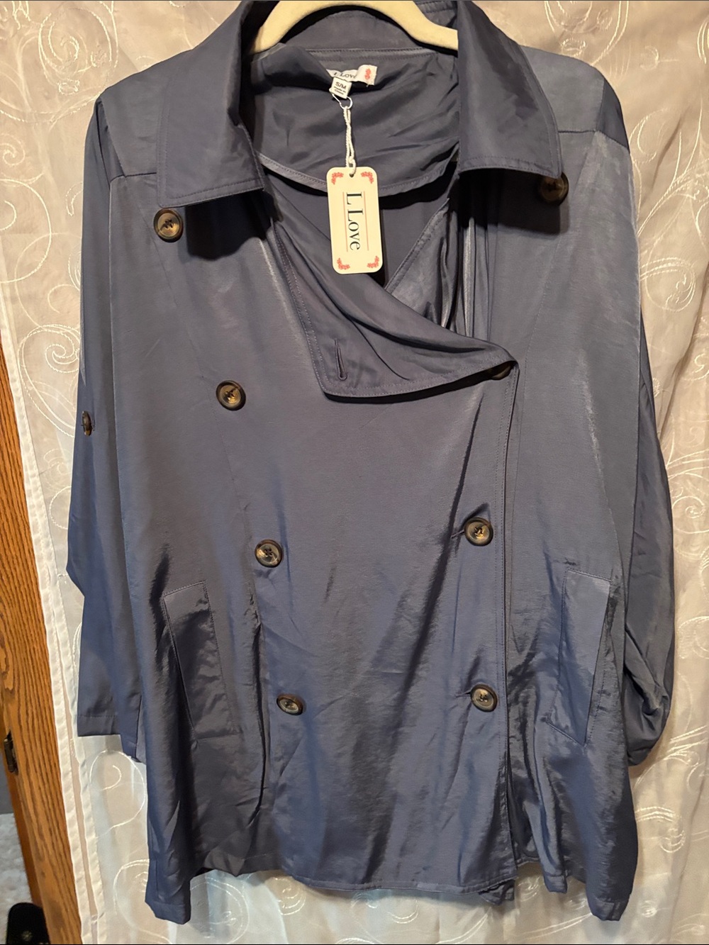 Love Navy Double-Breasted Trench Jacket
